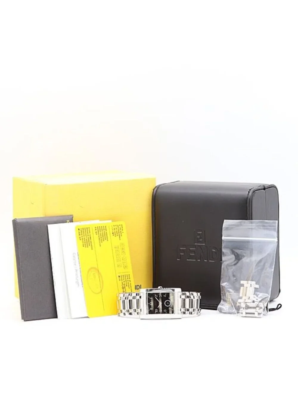 Fendi Box 5 with Links Small Seconds Black Dial Watch